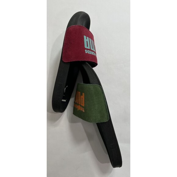 Puma x The Hundreds Leadcat Slides in Black Red Green
